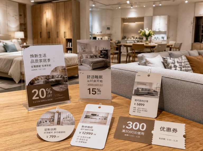 温岭家具门店单页海报与吊牌